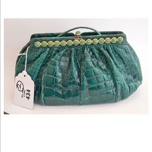Judith Leiber vintage crocodile green bag